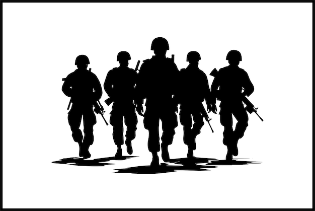 Militaire silhouet Leger clipart Soldaat vector Militaire grafiek Militaire icoon set Leger ontwerp