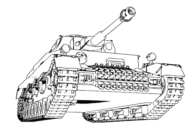 Militaire tank schets tekening vector