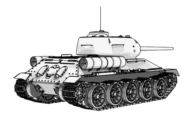 Vector militaire tank schets witte achtergrond vector