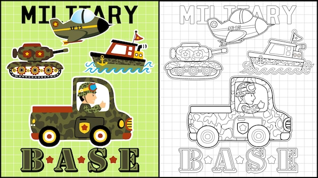 Militaire voertuigen cartoon