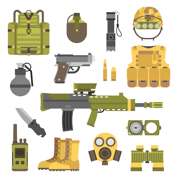 Militaire wapen geweren symbolen vector illustratie