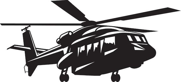 Vector militant airborne army copter vector design battle ready whirlybird black logo icon