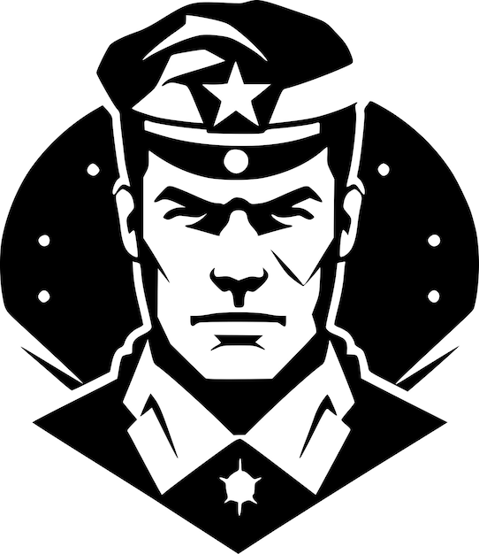 Military Black and White Vector illustration