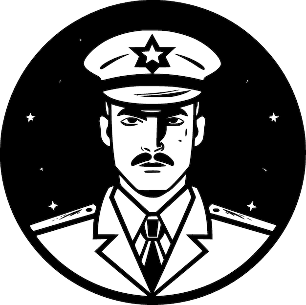 Military Black and White Vector illustration