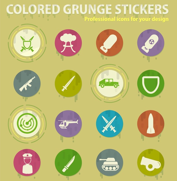 Military colored grunge icons