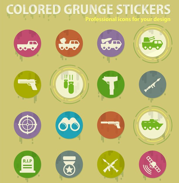 Military colored grunge icons