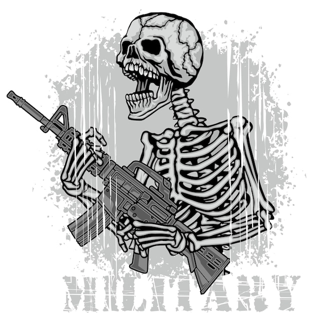 military emblem with skullgrunge vintage design t shirts