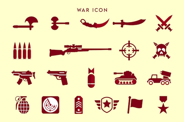 Vector military equipment icon set