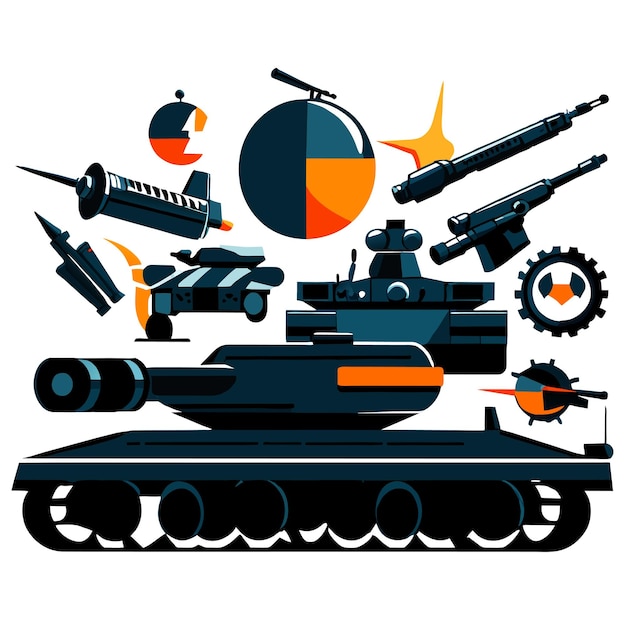 Vector military equipment set vector illustration