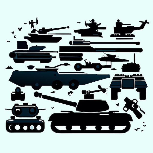 Vector military equipment set vector illustration