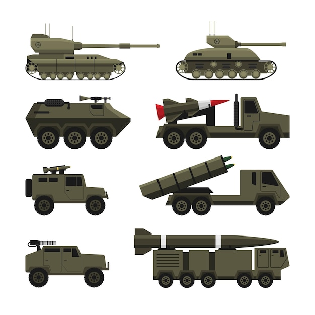 Vector military heavy vehicle and special transport for the war isolated object  illustration