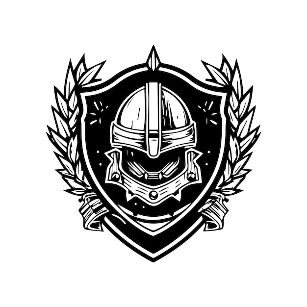 Illustrazione disegnata a mano dell'emblema del logo del casco militare