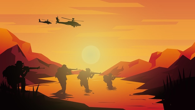 Military  illustration, Army background.