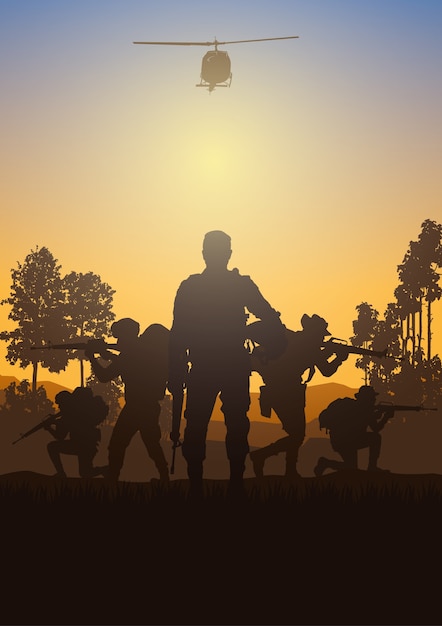 Military  illustration, army background.