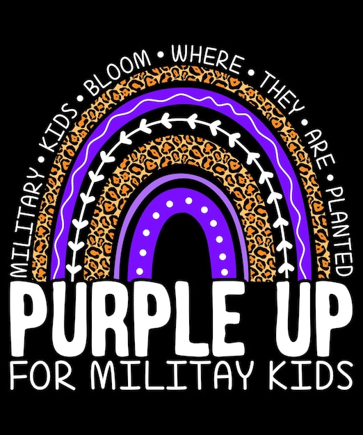Вектор Военные дети расцветают там, где их посадили, фиолетовым цветом для военного детеныша 039, винтажного радужного леопарда