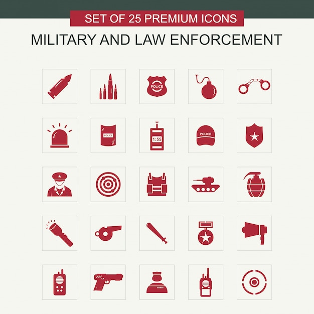 Military and Law enforcement icons set vector  