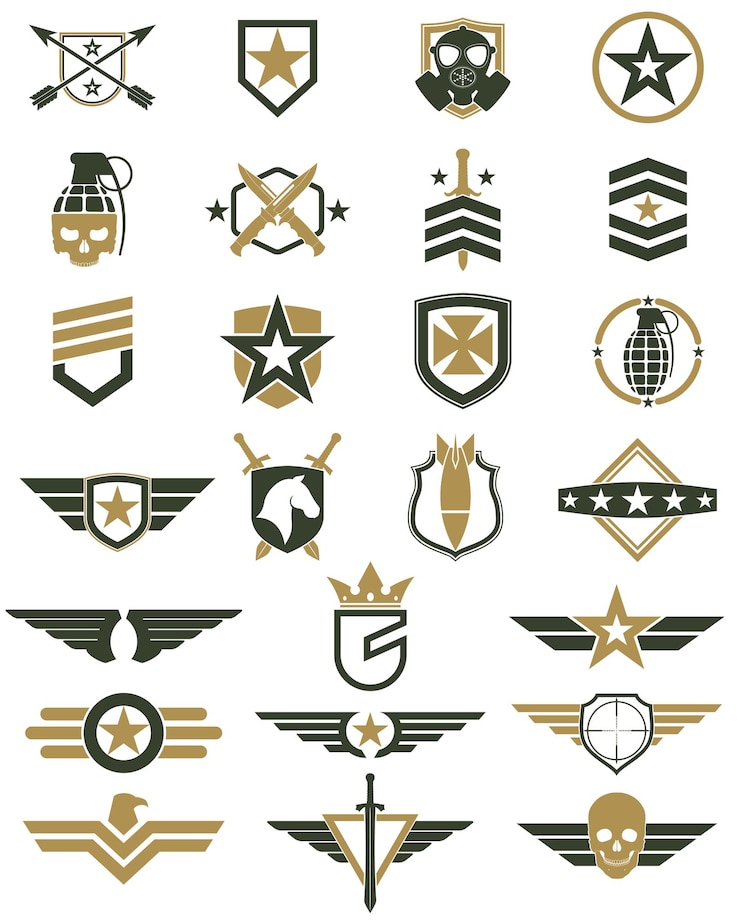 Vector military logo color set army icons