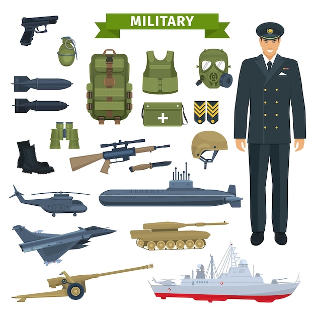 Military man with weapon personal equipment icon