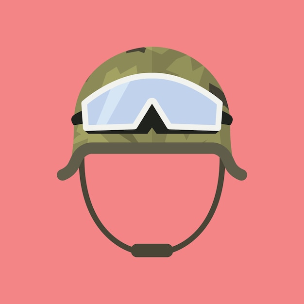 Vector military metal helmet with goggles