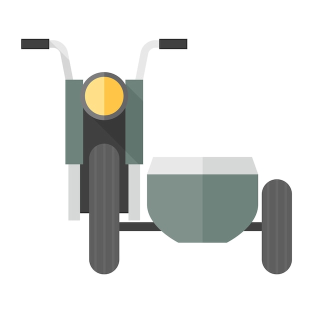 Military motorcycle icons in flat color style