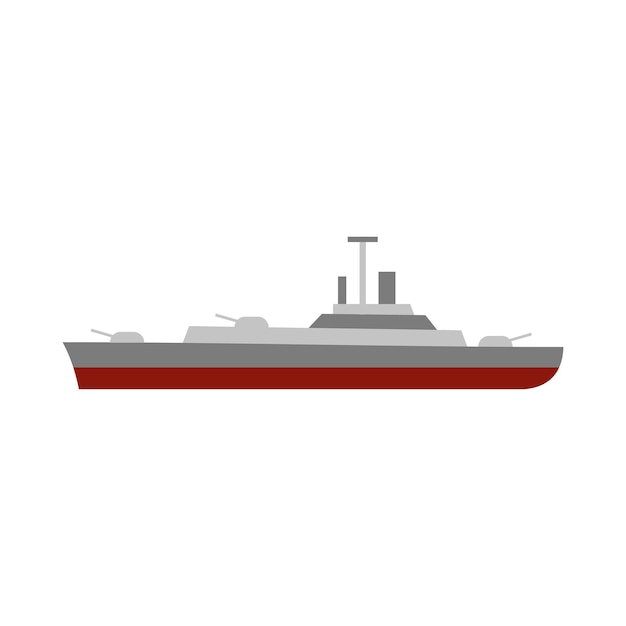 Vector military navy ship icon in flat style on a white background