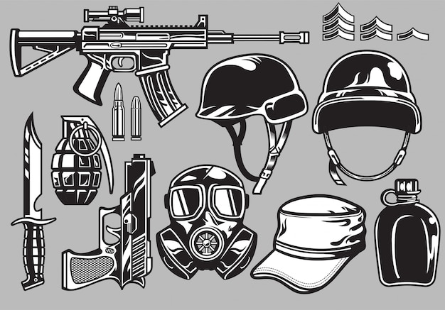 Vector military object set