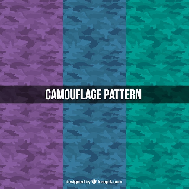 Vector military patterns of three colors