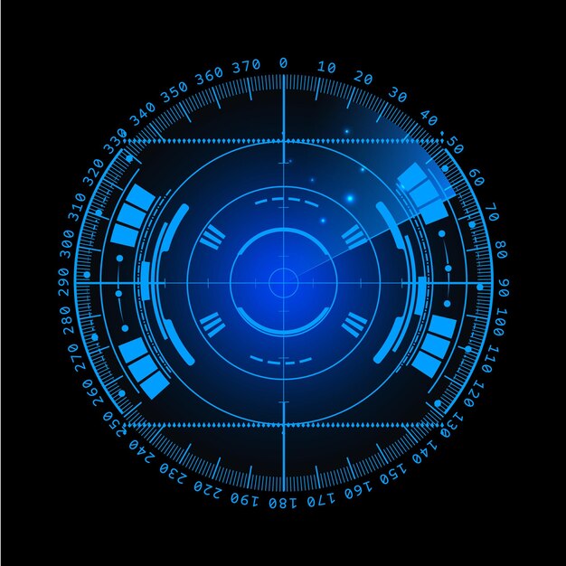 Military radar screen vector illustration with targets