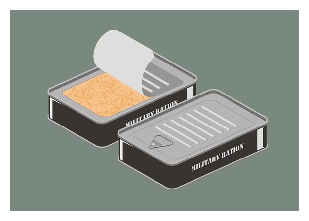 Vector military ration simple flat illustration in isometric view