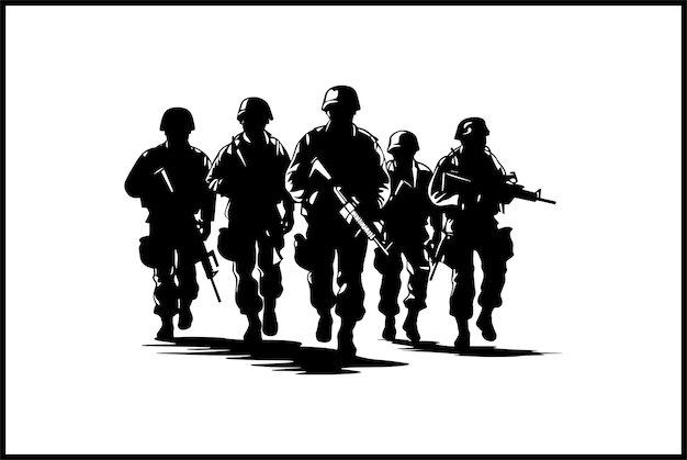 Военный силуэт армейский клипарт солдатский вектор военная графика военный набор икон армейский дизайн