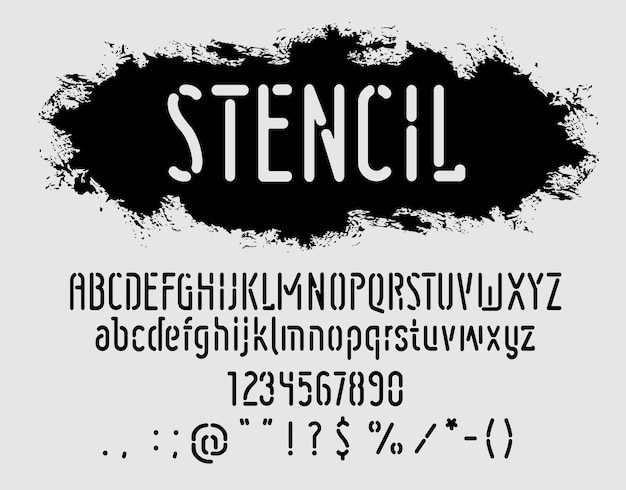 Military stencil font army alphabet type letters