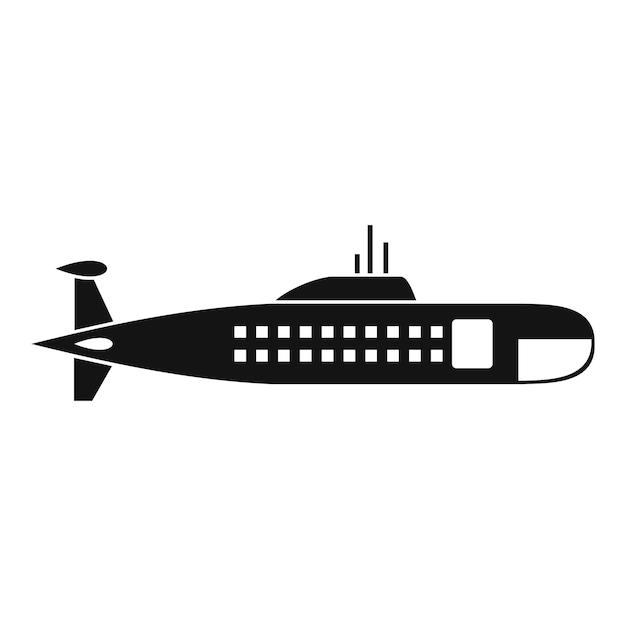 Иконка военной подводной лодки в простом стиле выделена на белом фоне векторной иллюстрации
