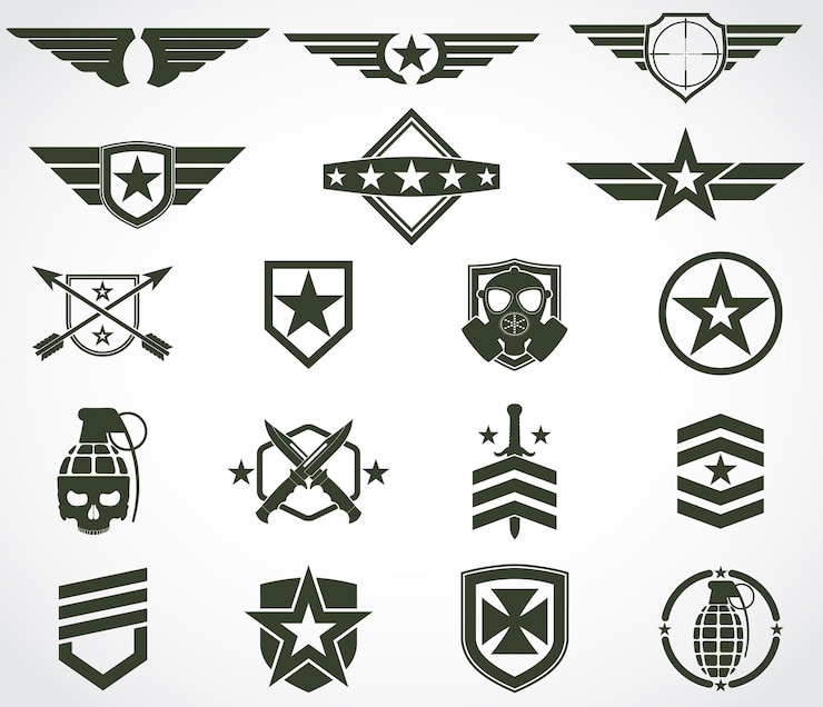 Vector military symbol set army icons