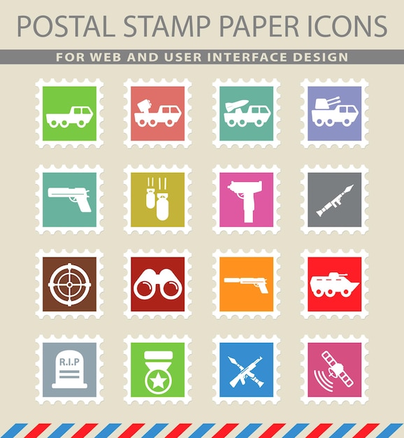 Military symbols on mail paper icons