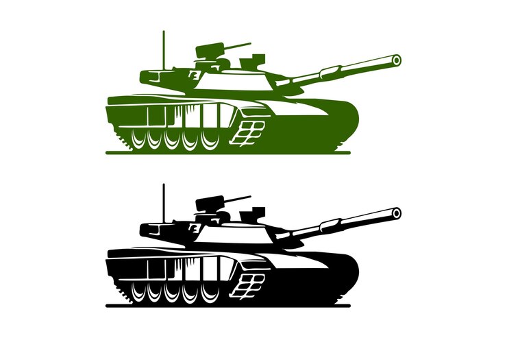 Vector military tank art silhouettes vector illustration