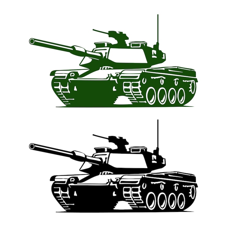 Vector military tank silhouette vector art white background
