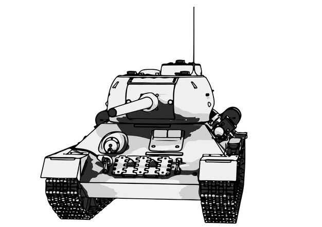 Vector military tank sketch white background vector