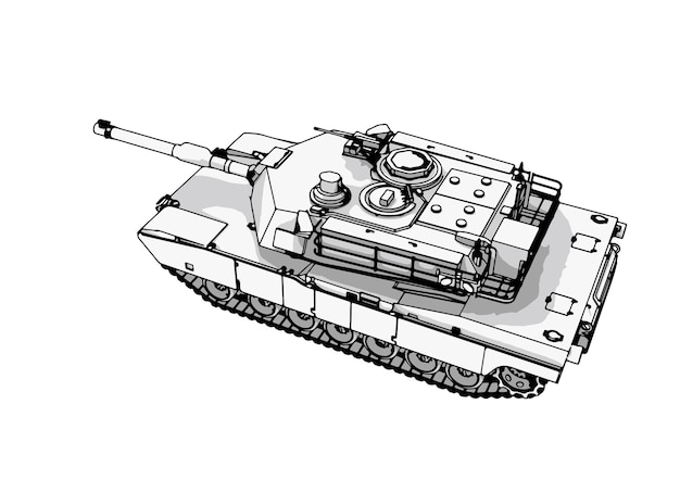 Vector military tank sketch white background vector