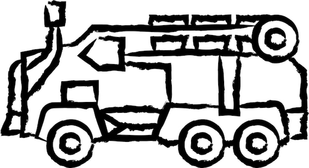 Vector military truck hand drawn vector illustration