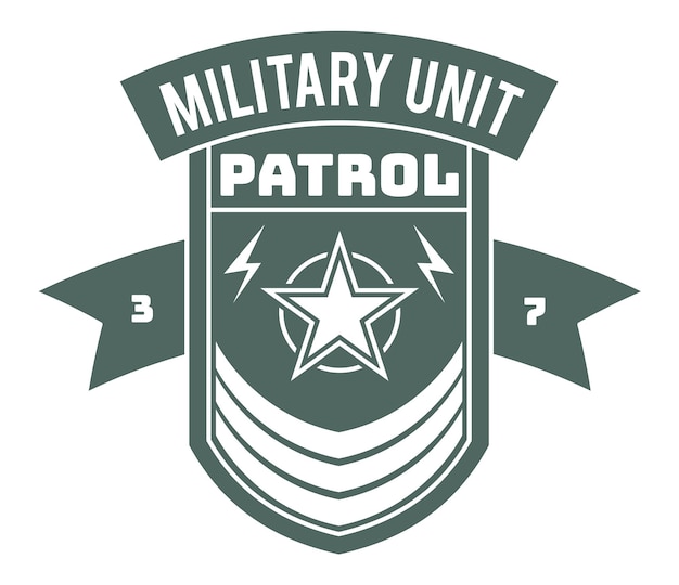 Military unit patrol ensignia Retro army patch isolated on white background