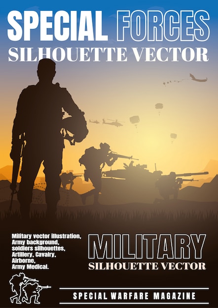 Military vector illustration, army background, book cover design.