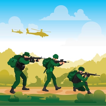 Premium Vector | Military vector illustration, army background, soldiers  silhouettes.