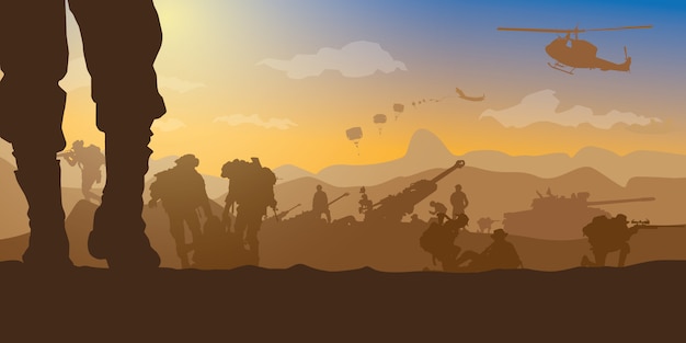 Vector military vector illustration, army background.