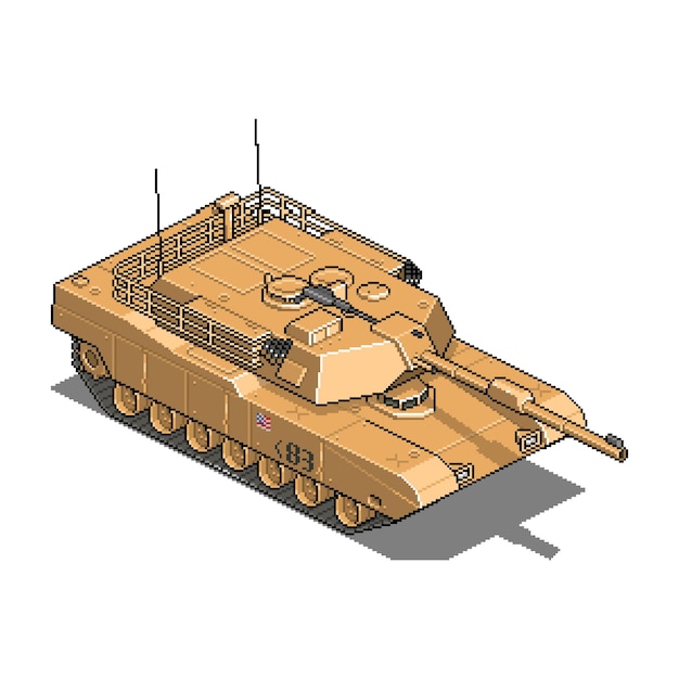 Вектор Военная машина для войны, пиксельная иллюстрация игрового актива