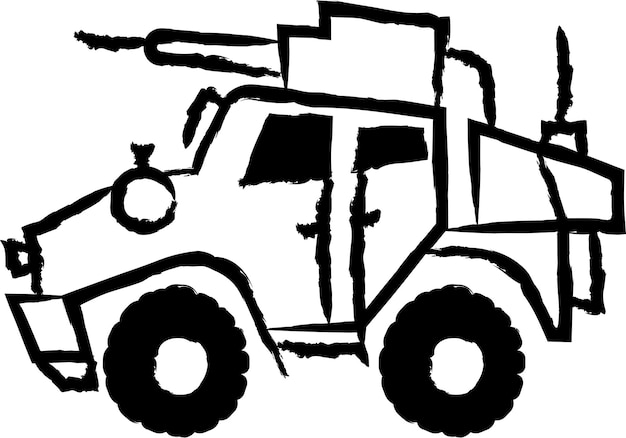 Military vehicle hand drawn vector illustration