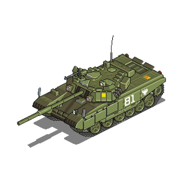 Military vehicle for war pixel art game asset illustration