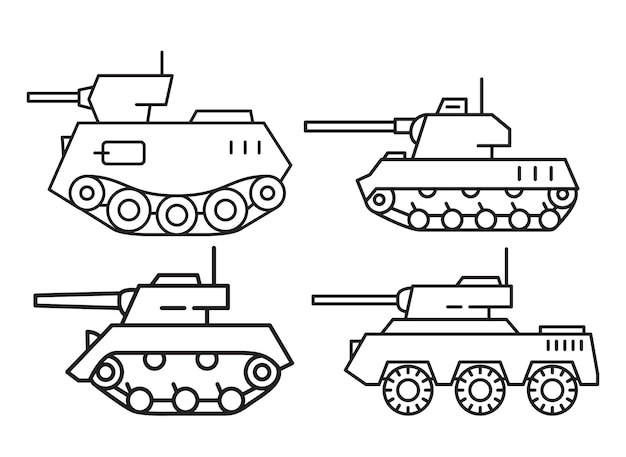 Military vehicle with gun Armored vehicleWeapons for modern warfare Tank outline