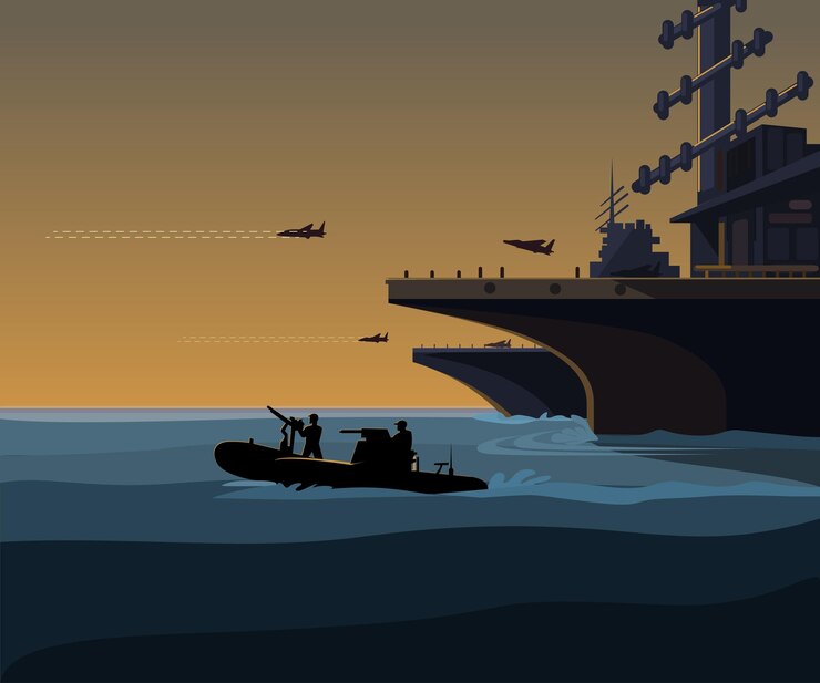 Vector military warship war transport vector illustration