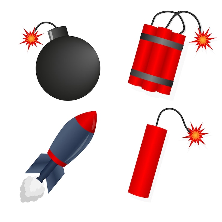 Vector 兵器の爆弾 tnt とダイナマイトの棒と燃えるフィューズ ベクトルイラスト