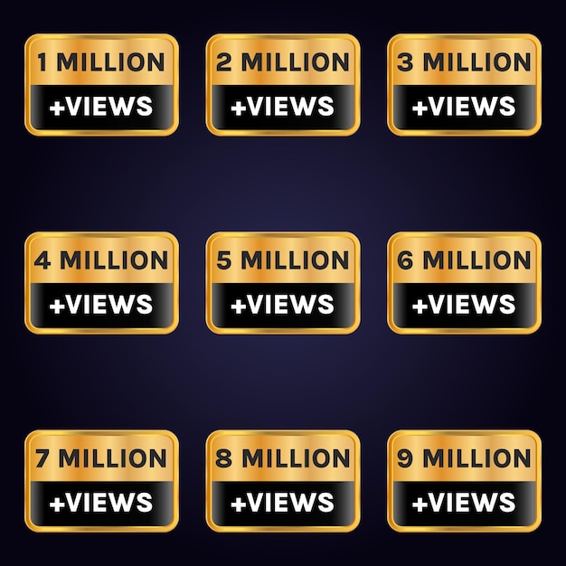 miljoen views viering banner vector.1 miljoen tot 9 miljoen views set